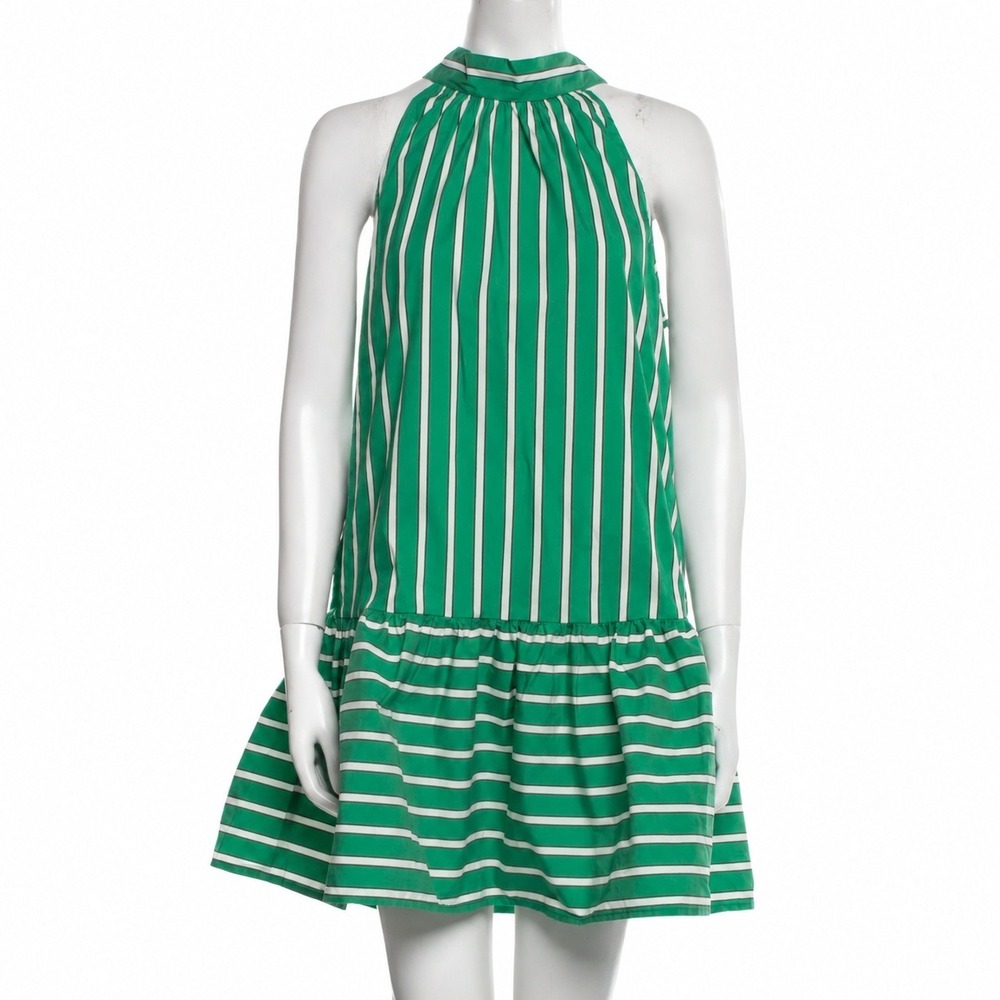Christian Lacroix Dress S Kelly Green Striped Halter Mini Preppy Resort Tennis